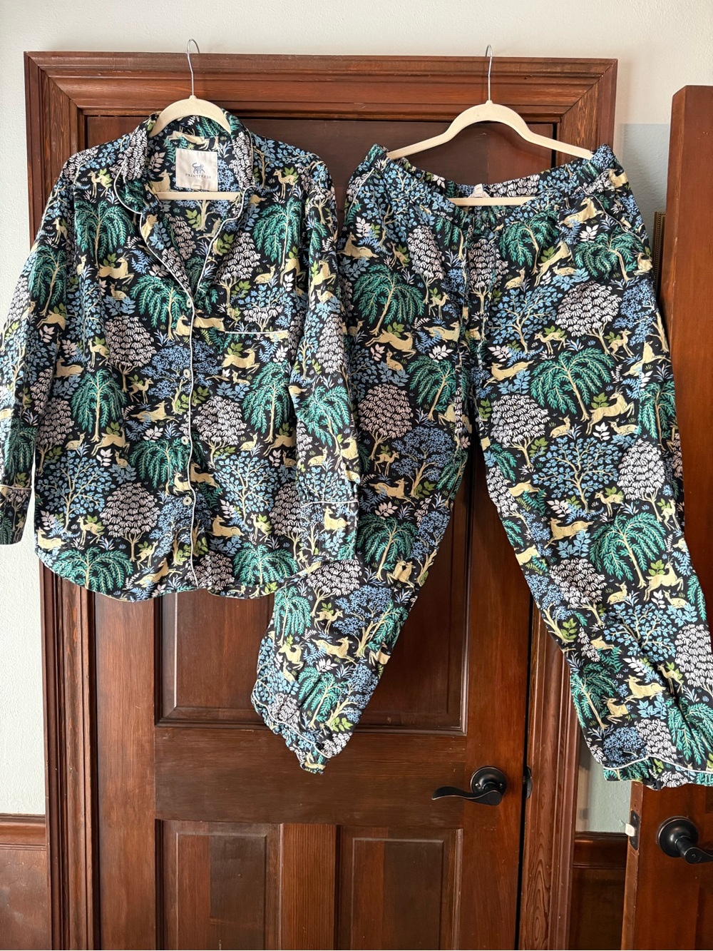 Printfresh Women’s Dashing Deer Pajama Set - Black, Green, Blue, Yellow XL